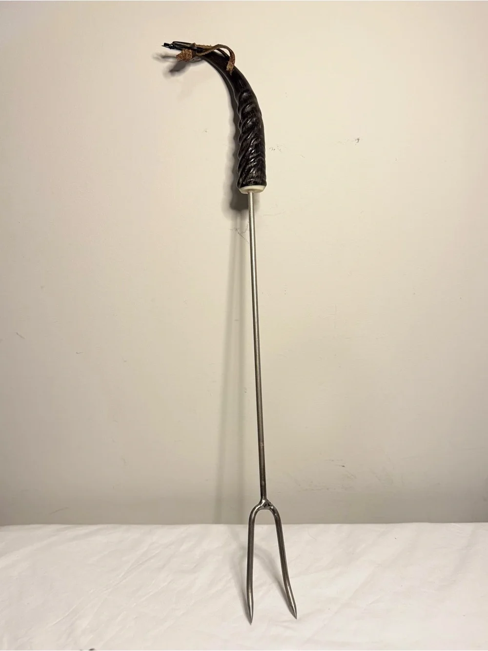 Vintage Barbecue Set With Horn Handles, Forks And Tongs Metal  Set Of Three